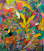 Load image into Gallery viewer, Hunt Slonem, Lemurs, 1986, Oil painting on canvas, 84 x 72 inches, Large scale painting, Hunt Slonem art for sale
