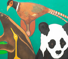 Load image into Gallery viewer, Detail: Hunt Slonem (b. 1951-), Panda, 1980, Oil on canvas, 67 x 56 inches. Hunt Slonem believes that, &quot;We have become ecologically insane …as the human indifference to- outright disrespect for- the natural environment proves.&quot; Species of animals are quickly disappearing. Slonem wants to preserve the animals and jungles by means of art. Hunt Slonem has been a big supporter for the preservation of the panda bear. Available at Manolis Projects Gallery.

