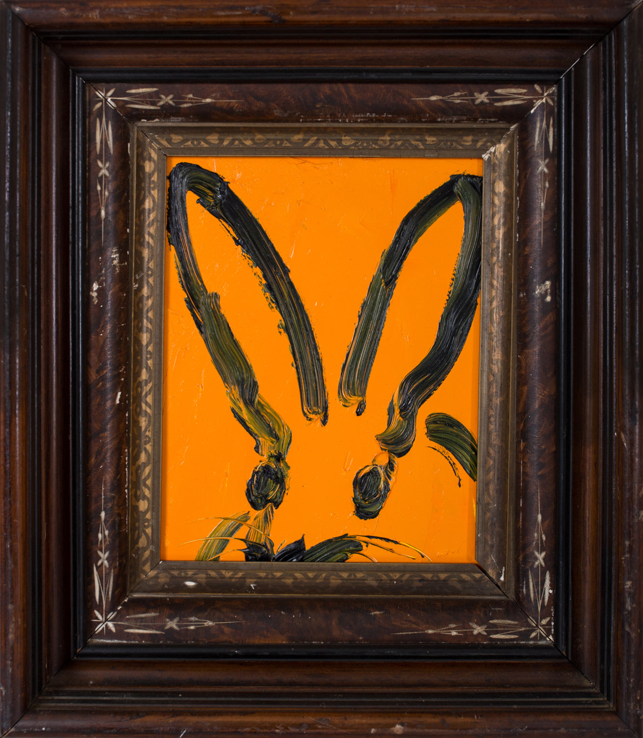 Hunt Slonem, Untitled (Orange Bunny), 2017, Oil on wood, 10 x 8 inches, hunt slonem bunny
