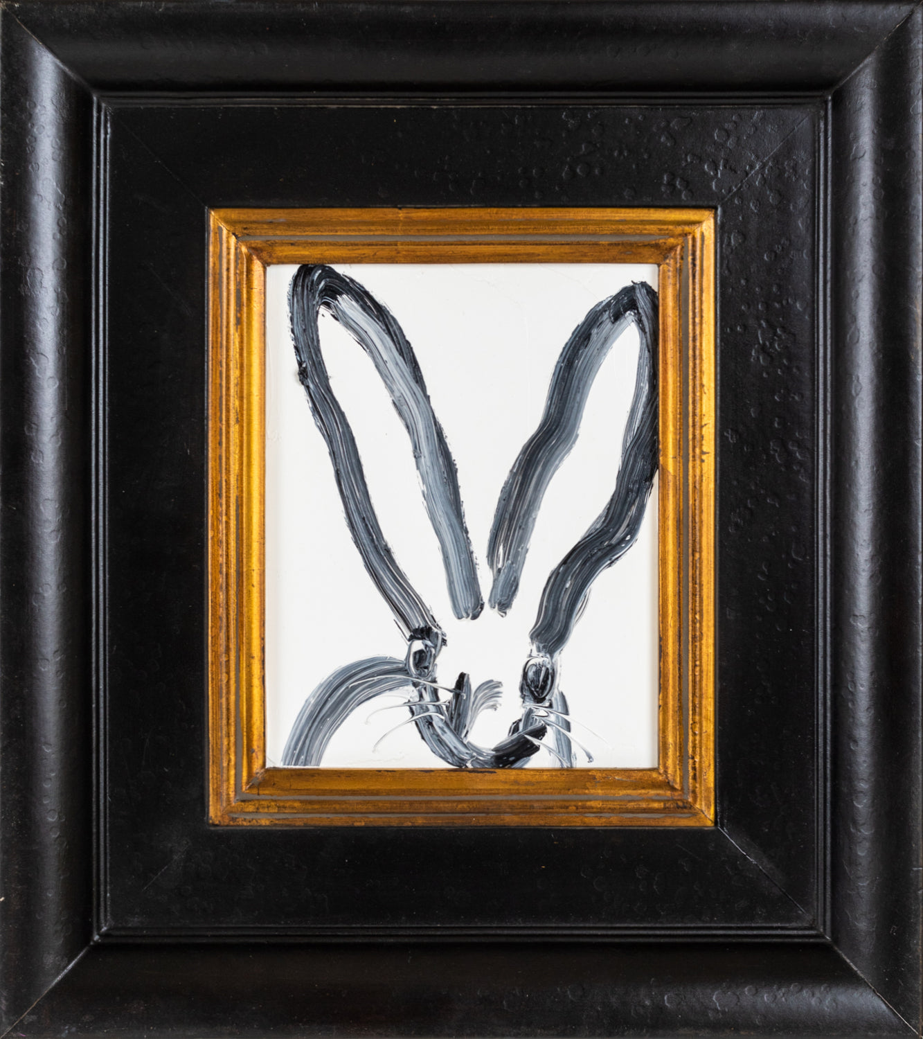 Hunt Slonem, Untitled (White Bunny, Black Frame), 2019, Oil on wood, 10 x 8 inches, Hunt Slonem bunny