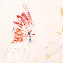 Load image into Gallery viewer, Close up image of Hunt Slonem’s cockatoo oil painting “Cockatoos,” painted in 1991 in oil paint on canvas measuring 44 x 66 inches. Wall art by Hunt Slonem for sale at Manolis Projects gallery.
