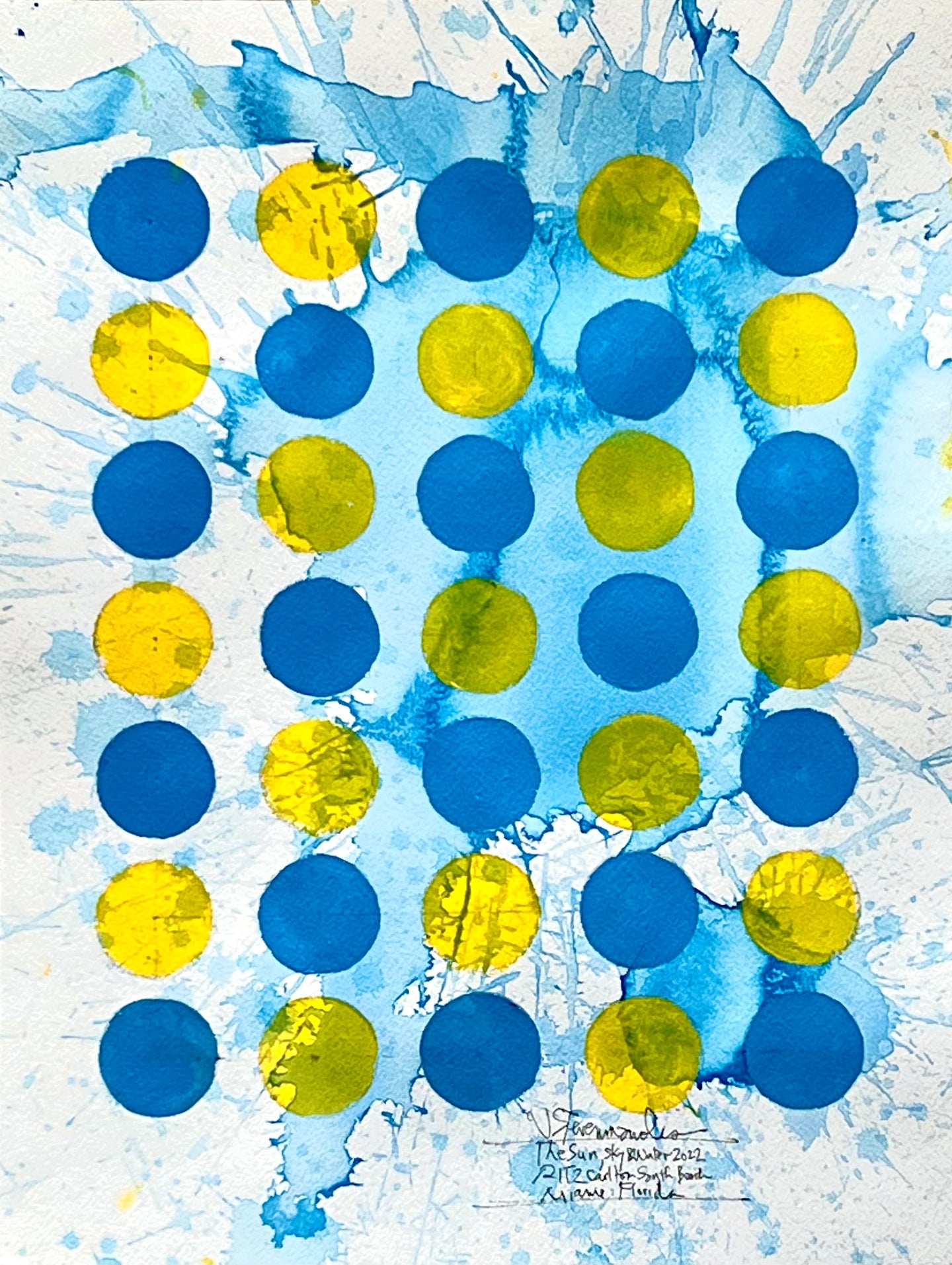 J. Steven Manolis' blue and yellow Abstract painting 