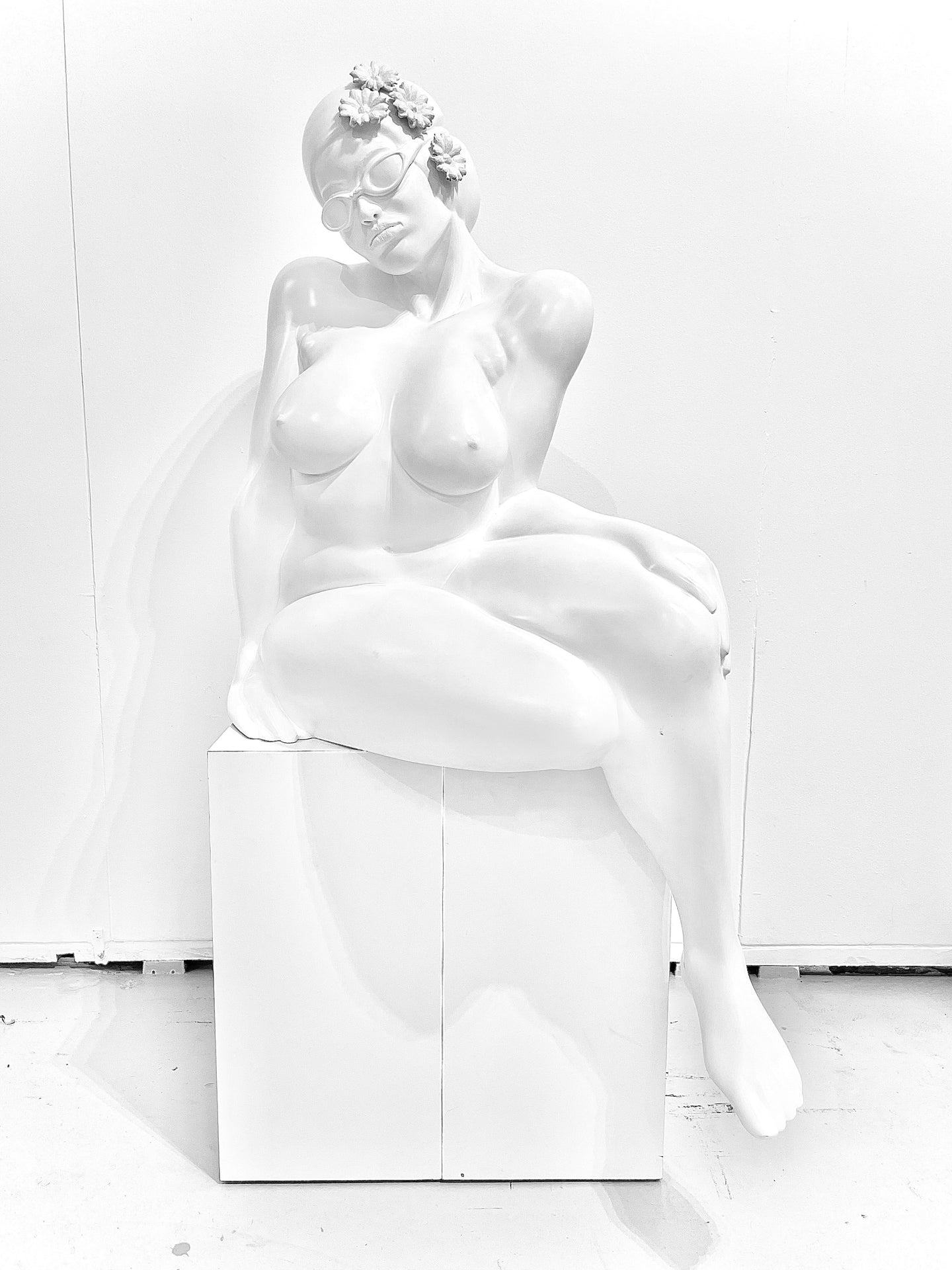 Didier Audrat, TALIMA-white, Female sculpture, 2020, Mixed Polymer sculpture, 50h x 32w x 26d inches, Art Sculptures for sale