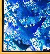 Load image into Gallery viewer, frame detail image of J. Steven Manolis’s Extra large blue abstract wall art painting, “Splash 72.120.01,” 2020, acrylic on canvas, 72 x 120 inches, abstract expressionism art for sale at Manolis projects Miami, Fl
