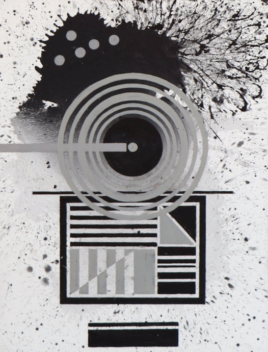 J. Steven Manolis (B. 1948- ) Black & White (Concentric), 2020 40 x 30 inches Acrylic on Canvas  J. Steven Manolis started focusing on painting Black & White abstract paintings as a category when art critic Donald Kuspit said to him, 