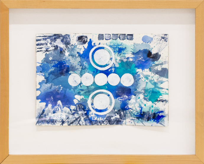 J. Steven Manolis, Key West (Social Consciousness) 07.10.05, 2016, Watercolor painting on paper, 7 x 10 inches, Blue Abstract Art, Splash Art for sale at Manolis Projects Art Gallery, Miami, Fl