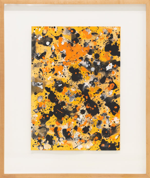 J. Steven Manolis (b.1948-)  Orange & Black, 2004  Watercolor and Acrylic on Arches paper  12 x 9 inches Framed: 22.5 x 19 inches  J. Steven Manolis, is an American abstract expressionist artist who paints in both watercolors and acrylics on canvas. He studied for 30 years under the tutelage of world renown colorist and former student of Hans Hofman, Wolf Kahn (1927-2020).