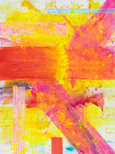 Load image into Gallery viewer, J. Steven Manolis, Palm Beach Light Sunrise without Symbology, Acrylic painting on canvas, 2019, 48 x 36 inches, pink, yellow, orange, Gestural Abstraction, Abstract expressionism art for sale at Manolis Projects Art Gallery, Miami, Fl
