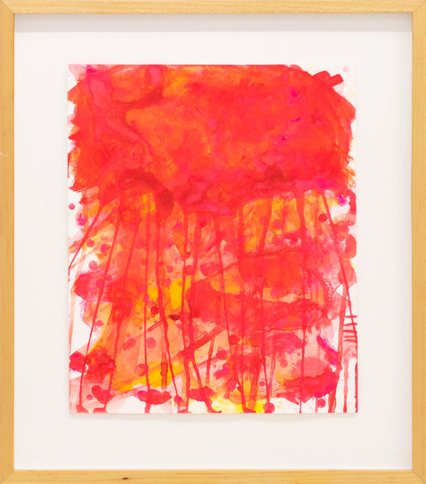 J. Steven Manolis, Red Jellyfish (17.14.04), 2016, watercolor, acrylic and gouache on paper, 17 x 14 inches, watercolor jellyfish paintings For sale at Manolis Projects Art Gallery, Miami, Fl