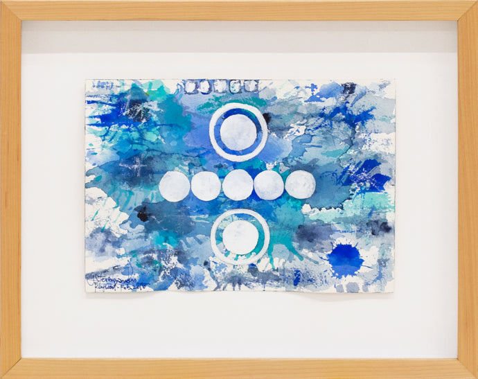 J. Steven Manolis, Splash-Key West (Social Conscious) 07.10.04, 2016, Watercolor, Acrylic and Gouache painting on Arches paper, 7 x 10 inches, Blue Abstract Art, Splash Art for sale at Manolis Projects Art Gallery, Miami, Fl