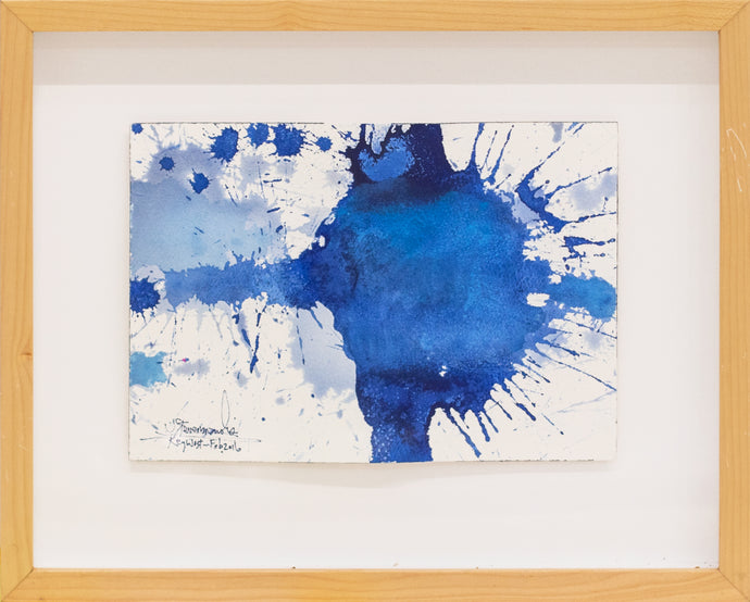J. Steven Manolis, Splash (Key West) 07.10.01, 2016, Watercolor painting paper, 7 x 10 inches, Blue Abstract Art, Splash Art for sale at Manolis Projects Art Gallery, Miami, Fl