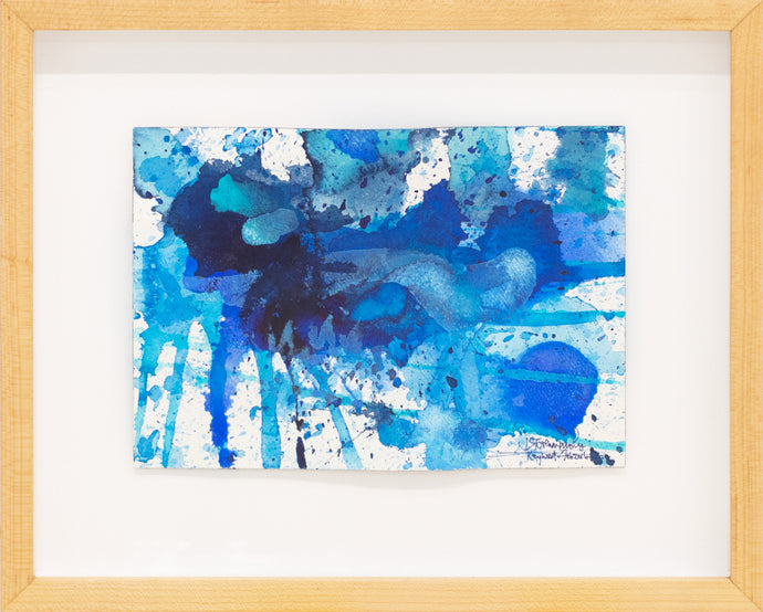 J. Steven Manolis, Splash (Key West) 07.10.06, Watercolor painting Arches paper, 2016, 7 x 10 inches, Blue Abstract Art, Splash Art for sale at Manolis Projects Art Gallery, Miami, Fl