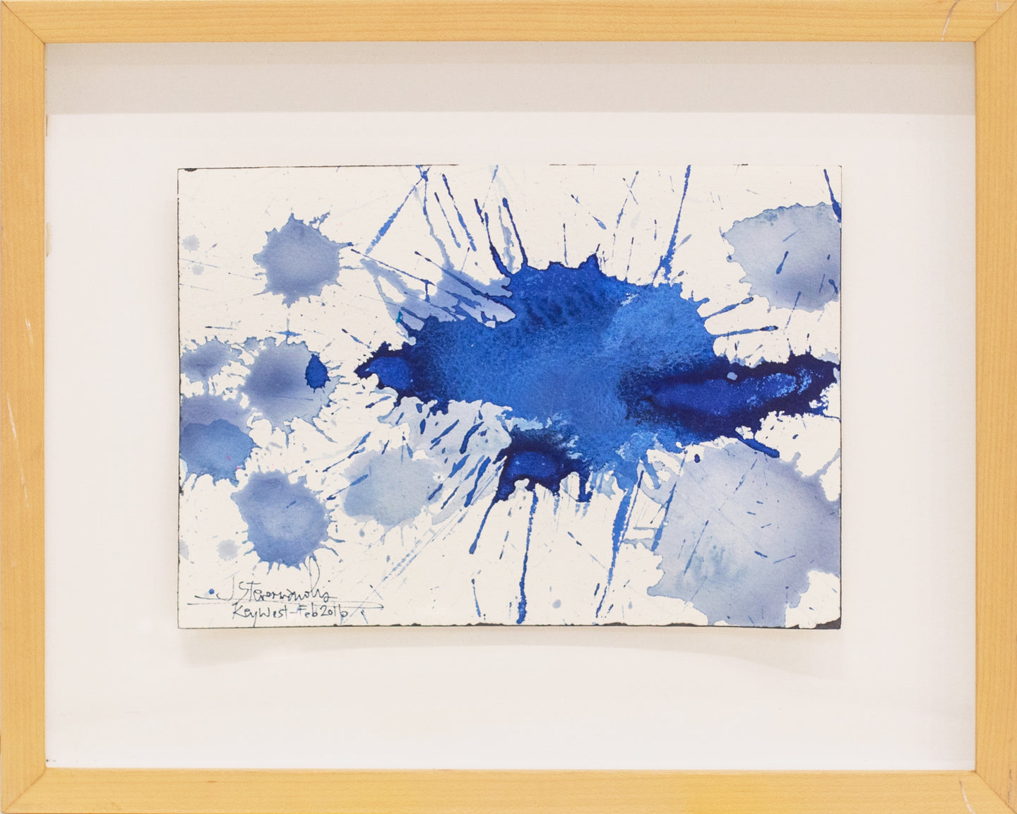 J. Steven Manolis, Splash (Key West) 07.10.07, 2016, Watercolor painting Arches paper, 7 x 10 inches, Blue Abstract Art, Splash Art for sale at Manolis Projects Art Gallery, Miami, Fl