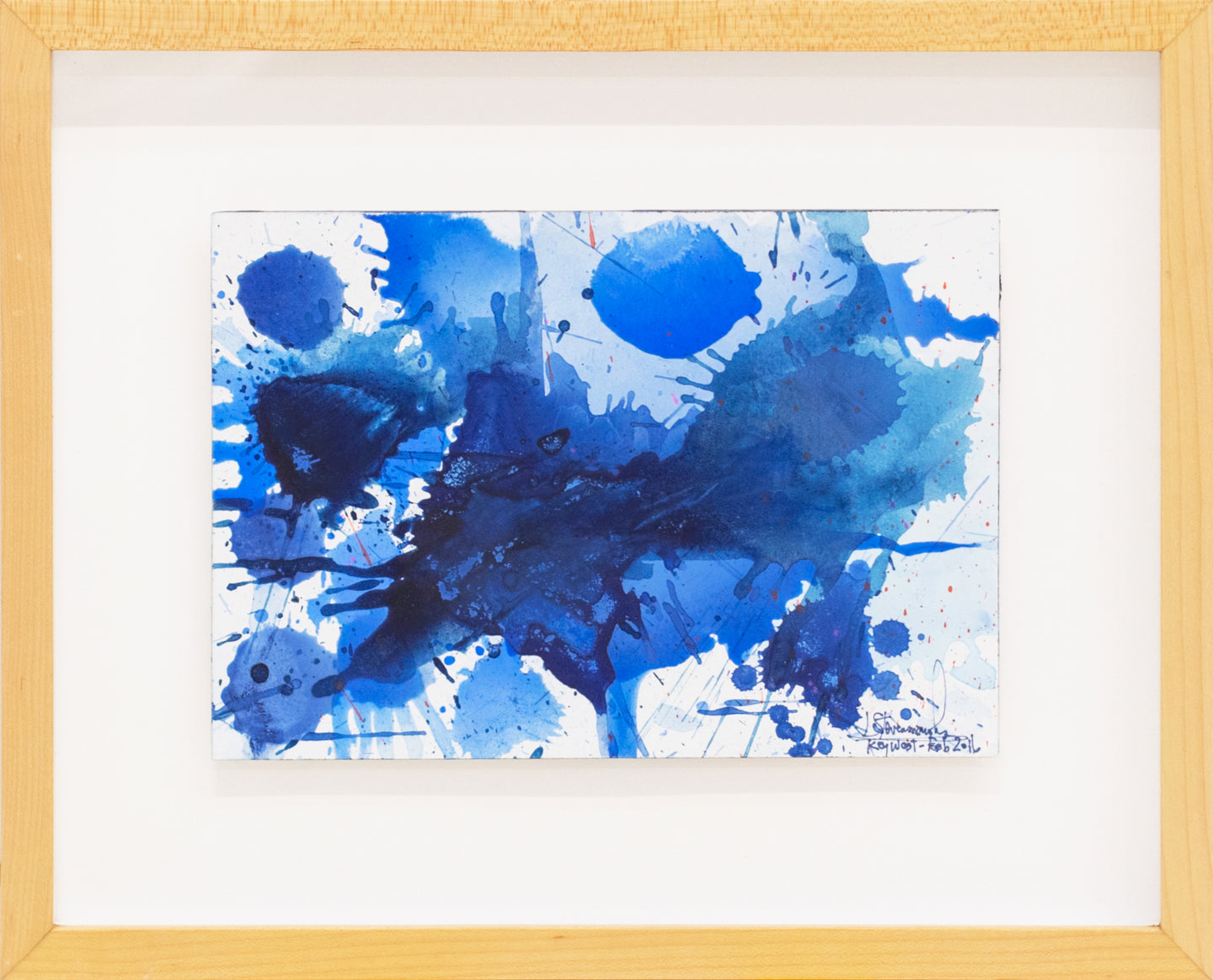 J. Steven Manolis, Splash (Key West) 07.10.09, 2016, Watercolor painting on Arches paper, 7 x 10 inches, Blue Abstract Art, Splash Art for sale at Manolis Projects Art Gallery, Miami, Fl