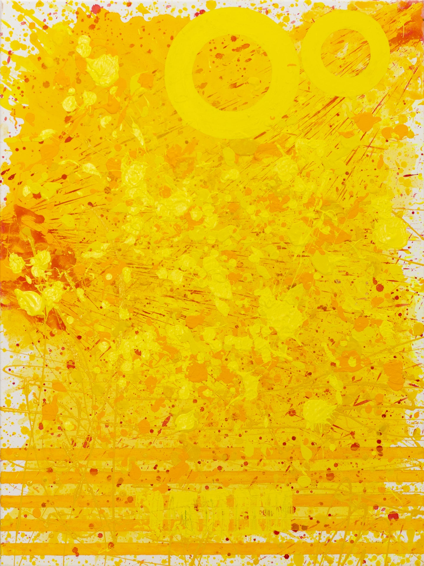 J. Steven Manolis, Sunshine (48.36.02), #6 sunshine series, 2020, acrylic and latex enamel on canvas, 48 x 36 inches, Sunshine art, Yellow Abstract Art for Sale at Manolis Projects Art Gallery, Miami Fl