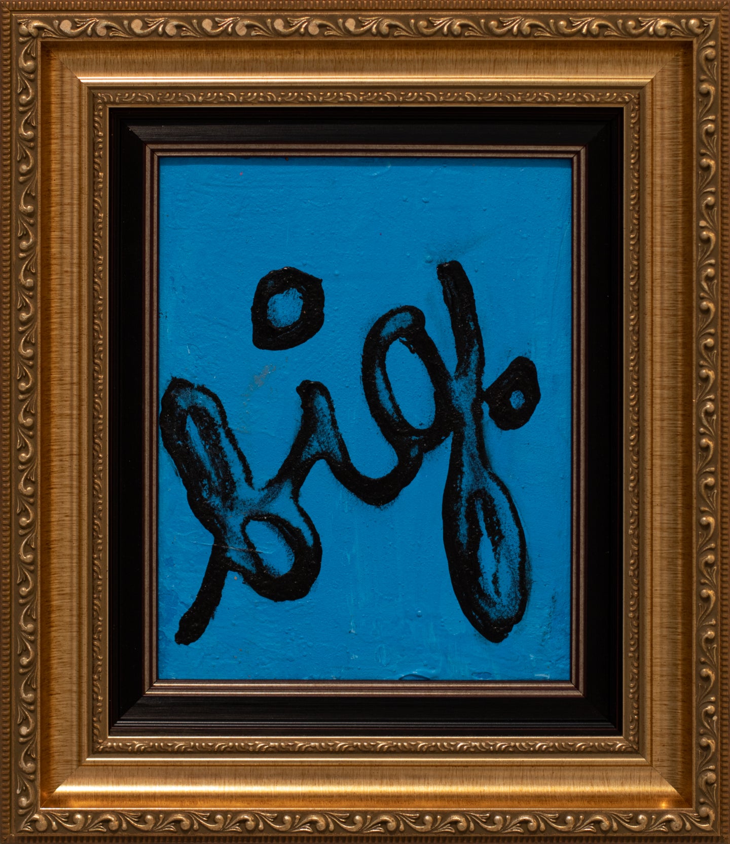 Maite Nobo big.(Blue), 2021 Mixed-media on wood 10 x 8 inches  Framed Dimensions: 15h x 13w x 2d inches Framed by artist.