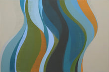 Load image into Gallery viewer, Margaret Neill  Navigator, 2019  Oil on canvas  40 x 60 inches  This work investigates curvilinear forms found in nature and in Neill&#39;s New York City environment. The works are both intuitive and analytical and are composed of deeply layered intersecting geometries. Manolis Projects gallery, Miami, FL
