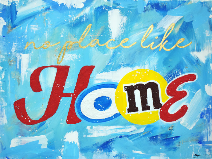 Jojo Anavim, There's No Place Like Home, 2020, Collage, Acrylic, Gold Leaf and Oil stick on canvas, 30 x 40 inches, Jojo anavim art, Jojo Anavim art for sale at Manolis Projects Art Gallery, Miami, Fl
