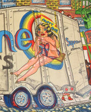 Load image into Gallery viewer, Red Grooms, Truck II, Close up of left side,1979, 25 x 62 inches, 13 color lithograph with screenprint, Red Grooms Art for sale at Manolis Projects Art Gallery, Miami, Fl
