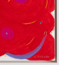 Load image into Gallery viewer, Ron Burkhardt, Voluptuous Circles, 2022, Acrylic on canvas, 40 x 30 inches, red abstract wall art, frame and signature image
