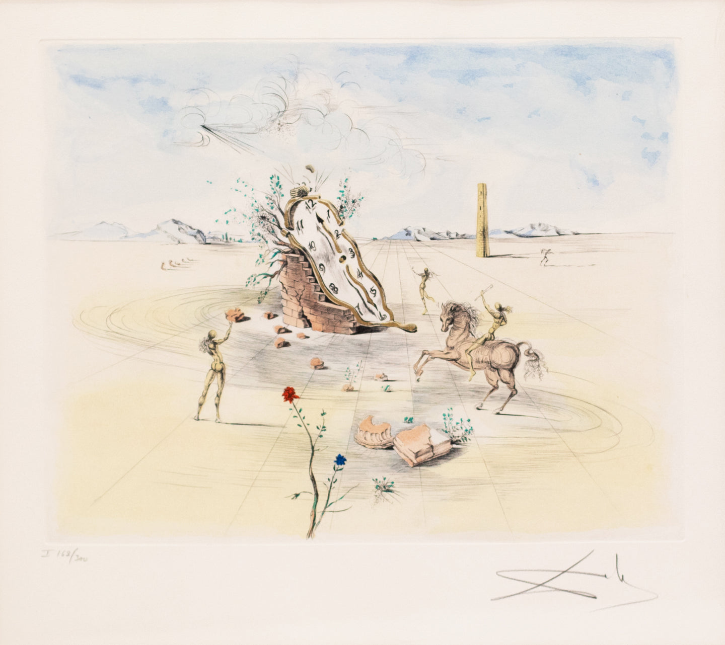 Salvador Dali, Cosmic Horseman, 1982, Color Lithograph on paper, 19.25 x 21.25 inches, Edition 168 of 300, Salvador Dali signed prints, Salvador Dali Prints for sale