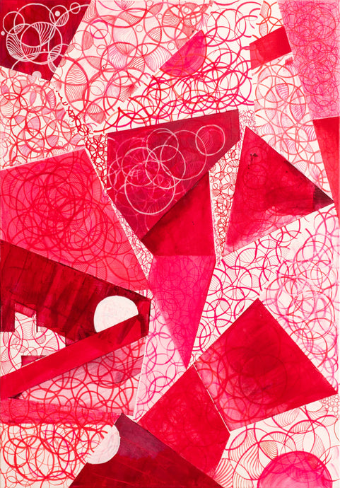 Timi Ogundipe, Romancing the Stone, 2022, Acrylic and Marker on canvas, 40 x 30 inches, geometric abstraction