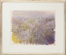 Load image into Gallery viewer, Framed: Wolf Kahn A Field of Brambly Bushes, 2005 Pastel on paper 14 x 17 inches (unframed size), This is an abstract landscape showing his painting mastery. Shades of purple are mixed with green, yellow, and cream. Available at Manolis Projects Gallery.
