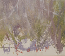 Load image into Gallery viewer, Signature:Wolf Kahn A Field of Brambly Bushes, 2005 Pastel on paper 14 x 17 inches (unframed size), This is an abstract landscape showing his painting mastery. Shades of purple are mixed with green, yellow, and cream. Available at Manolis Projects Gallery.

