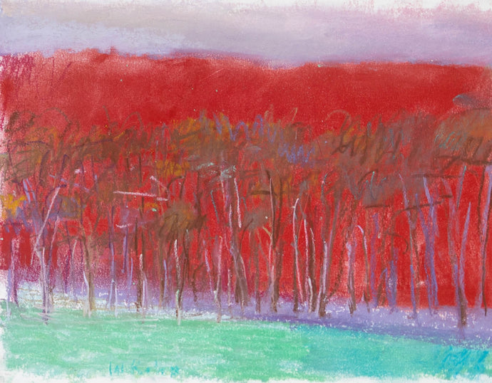 Wolf Kahn, A Special Red, 1994, Pastel on paper, 11 x 14 inches, Wolf Kahn Pastels for sale, Wolf Kahn Trees