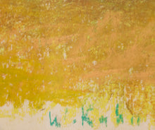Load image into Gallery viewer, Detail of Signature: Wolf Kahn (1927-2020) Brake, 1989 Pastel on paper 9 x 12 inches Framed: 15 x 18.25 x 1 inches. This is a pastel of a treelike in greens, yellows and purple.Available at Manolis Projects Gallery  
