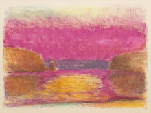 Load image into Gallery viewer, Wolf Kahn  Connecticut River Sunset, 1992  Monotype ink on paper  15.5 x 22 inches Framed: 27.50 x 32.50 x 1.50 inches;Connecticut River Sunset is one of Kahn&#39;s abstract works where his fame as a colorist is evident in the use of pinks, browns, yellows, and purples.Available at Manolis Projects Gallery
