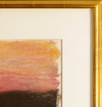 Load image into Gallery viewer, (Detail of frame)Wolf Kahn Deep Red Sunset, 1991 Pastel on paper 15 x 22 inches, Abstract landscape in pink, yellow , black, and green. Available at Manolis Projects Gallery (Unframed size)
