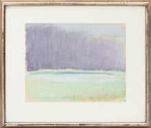 Load image into Gallery viewer, Framed:Wolf Kahn Early Morning, 1987 Pastel on paper 11 x 14 inchesThis piece is an abstract landscape with beautiful greens and purples. Available at Manolis Projects Gallery
