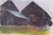 Load image into Gallery viewer, Wolf Kahn (1927-2020)  Million Dollar Barn, 2007  Pastel on paper  12 x 18 inches, unframed  This barn is called the Million Dollar Barn because Kahn painted it so many times that he was sure that he had earned at least a million dollars from the sale of those paintings. This is a historically significant painting. The colors are rich burgundy, lilacs, greens, and blues. Available at Manolis Projects Gallery.
