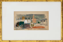 Load image into Gallery viewer, Framed:Wolf Kahn (1927-2020) Near the West River, 1949 Watercolor on paper 5.5 x 8.5 inches Framed Dimensions: 11.75 x 15.25 x 1 inches Kahn painted very few watercolors because the medium was unforgiving and did not allow him to &quot;work&quot; the painting until he was satisfied with it. Yet, his mastery of the medium is evident in this work. Available at Manolis Projects
