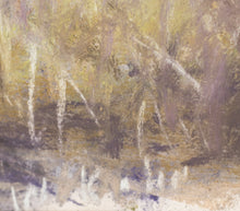 Load image into Gallery viewer, Signature:Wolf Kahn (1927-2020) Tangle before a Yellow Hill, 2006 Pastel on paper 14 x 17 inches- Unframed This abstract painting of a landscape is a fusion of shades of purple, oranges, whites, and greens. Available at Manolis Projects Gallery
