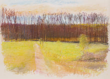 Load image into Gallery viewer, Wolf Kahn (1927-2020) Uphill Path - Apple Pie Ridge (VA), 1989  Pastel on paper  30 x 40 inches  Wolf Kahn is known for his fusion of color, spontaneity and loose brush strokes, which create the luminous and vibrant atmospheric landscapes and color fields. Kahn’s unique blend of American Realism and the formal discipline of Color Field painting sets the work of Wolf Kahn apart from his contemporaries. Available at Manolis Projects Gallery
