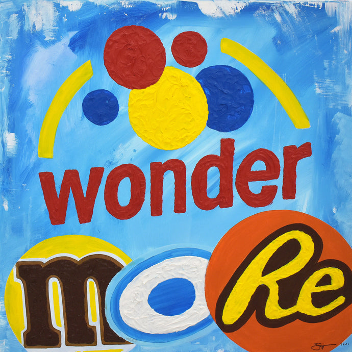 Jojo Anavim, Wonder More, 2020, Acrylic on canvas, 30 x 30 inches, Jojo Anavim art, Jojo Anavim for sale at Manolis Projects Art Gallery, Miami, Fl