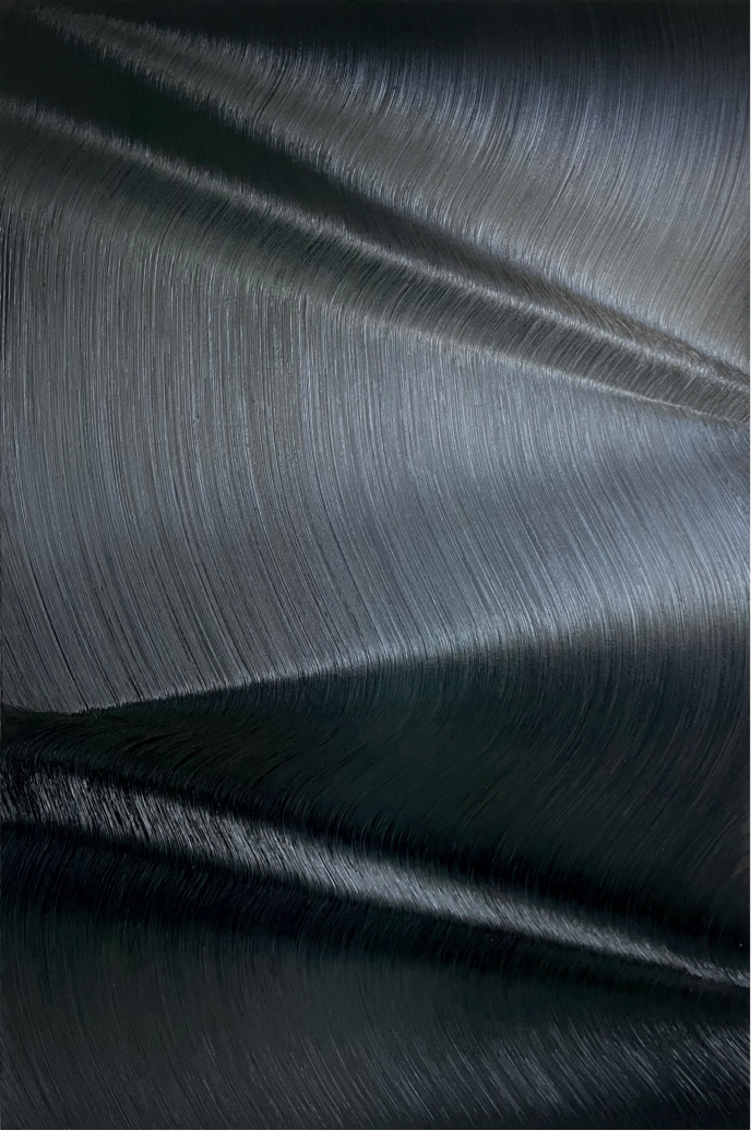 Hamilton Aguiar, Optical (black), 2021, Oil on canvas, 72 x 48 inches