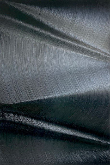 Hamilton Aguiar, Optical (Black), 2021, Oil on canvas, 72 x 48 inches